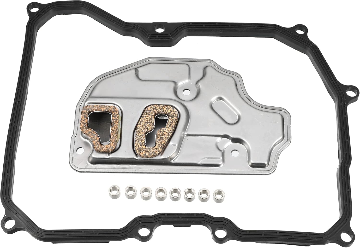 X AUTOHAUX 09G325429A 09GAQ250 Car Transmission Filter Oil Pan Gasket Set for Volkswagen Beetle 2.5L 2006-2008 for Volkswagen CC 2.0L 2009-2012 Iron Titanium Tone