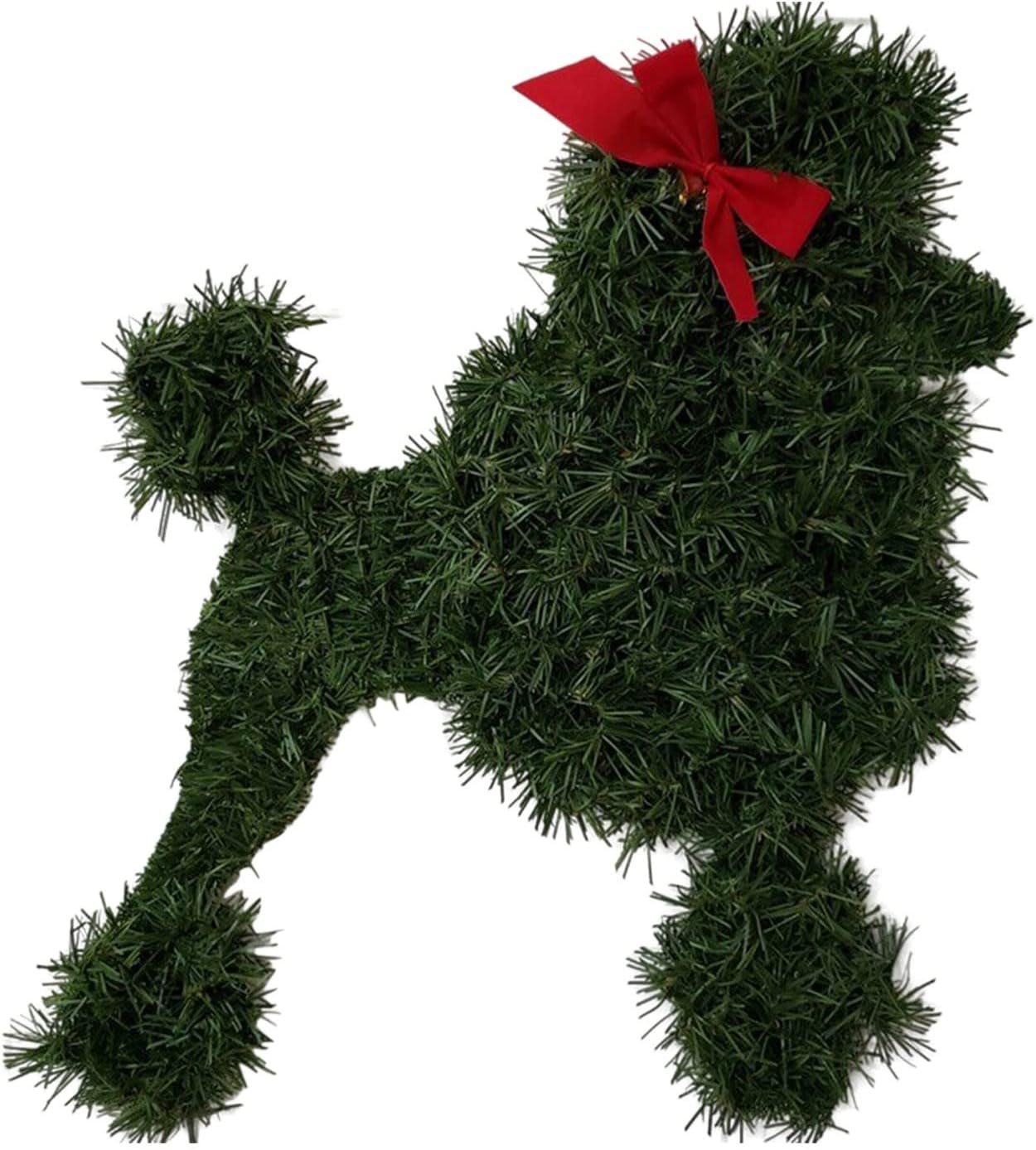 Feelcrag Poodle Dog Wreath Dog Ornament Artificial Branches Green Leaves Garland Xmas Party Decoration Door Frame Decoration Christmas Door Frame Decoration Home Outdoor Garden Wreath