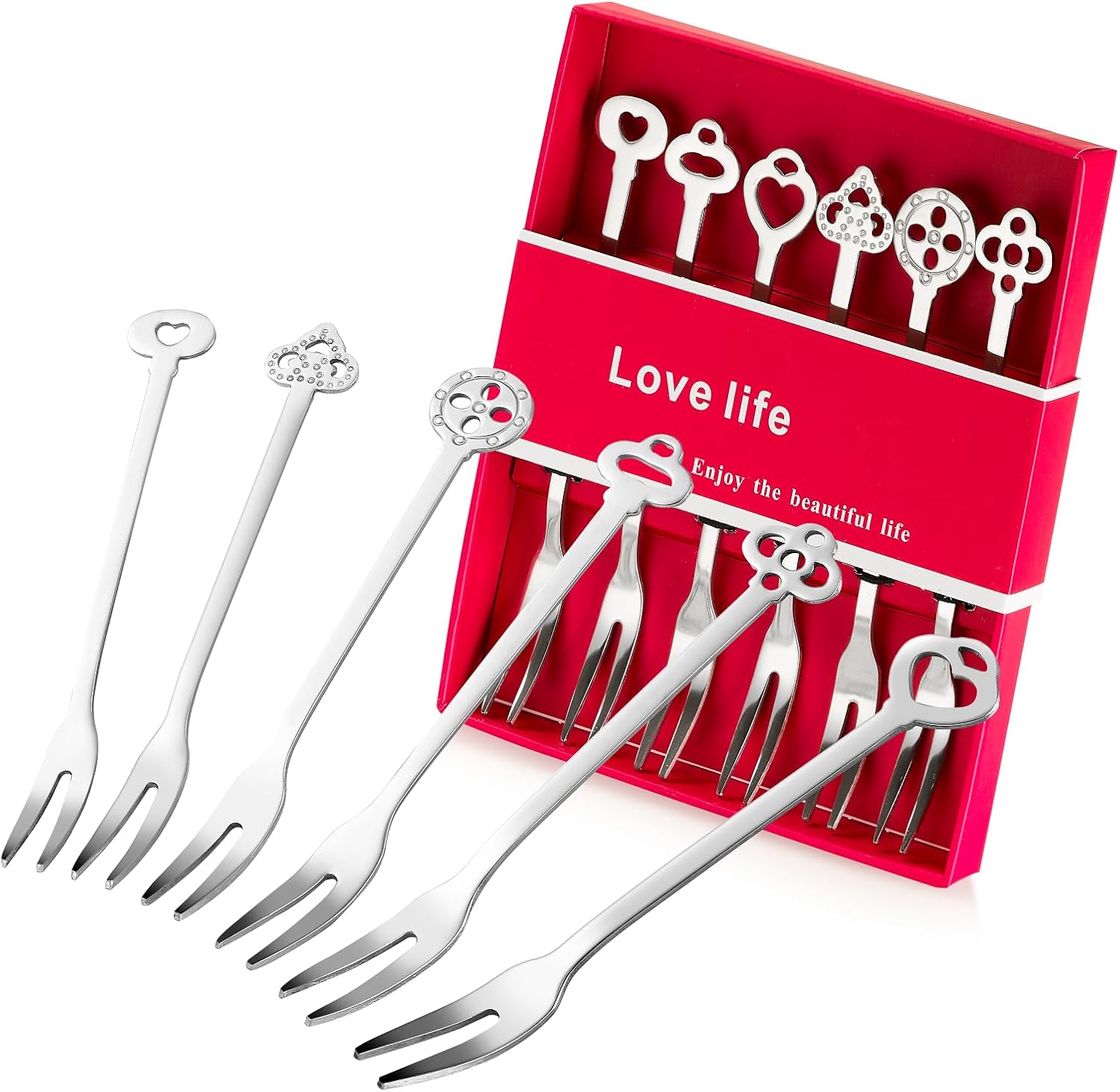 YOLOPARK18/8 Stainless Steel Fruit Forks, Dessert Forks Gift Box Set Pack of 6