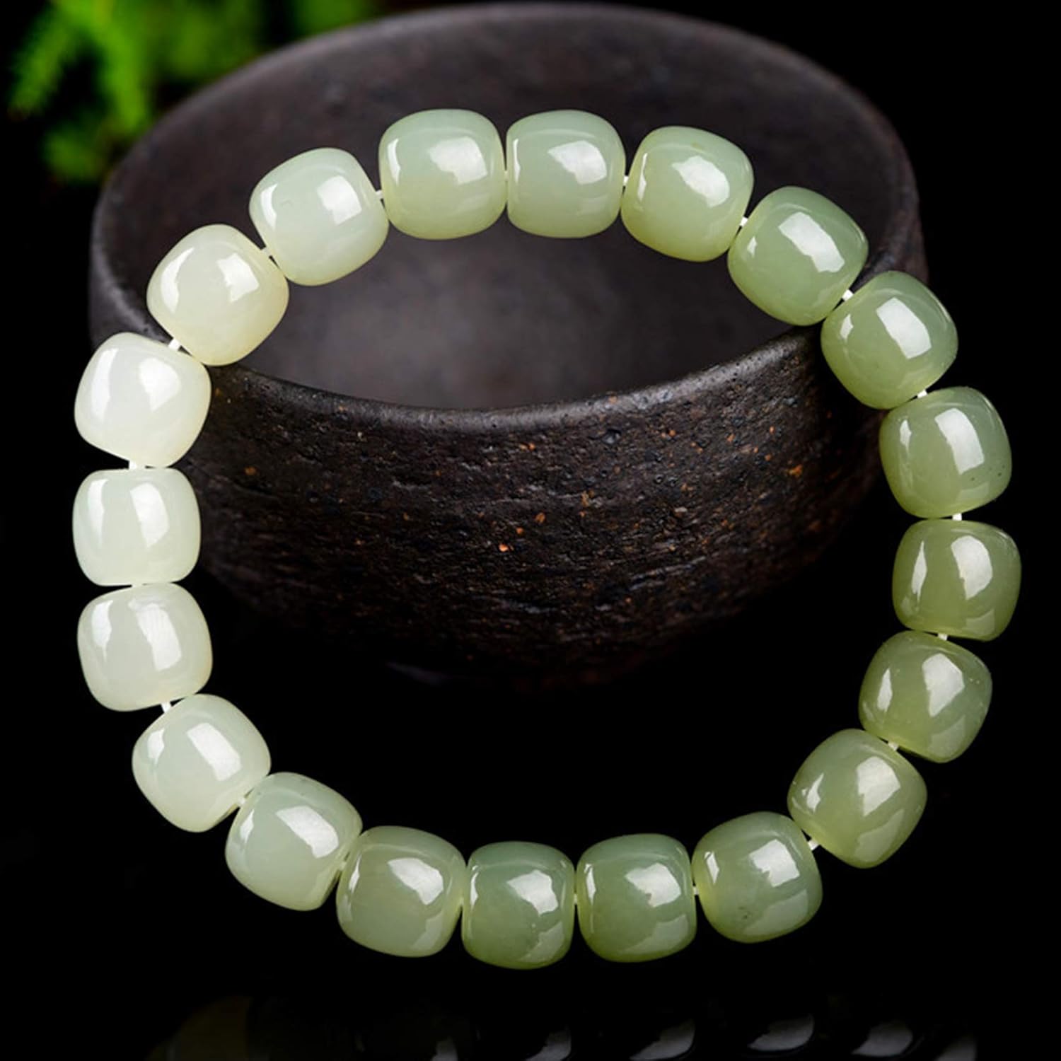 OWOHYG Natural Tian Jade Gradient Bracelet Feng Shui Wealth Bracelet Attract Wealth Andnatural Tian Jade Gradient Bracelet Feng Shui Wealth Bracelet Attract Wealth And Luck Powerful Amul
