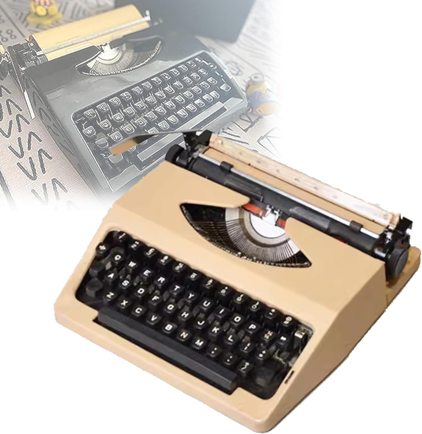 Manual Typewriter Traditional Retro Style for Writers,Old Fashioned Mechanical English Typewriter for Notes,Letters,or Creative Writing,Portable and Easy to Use (C)