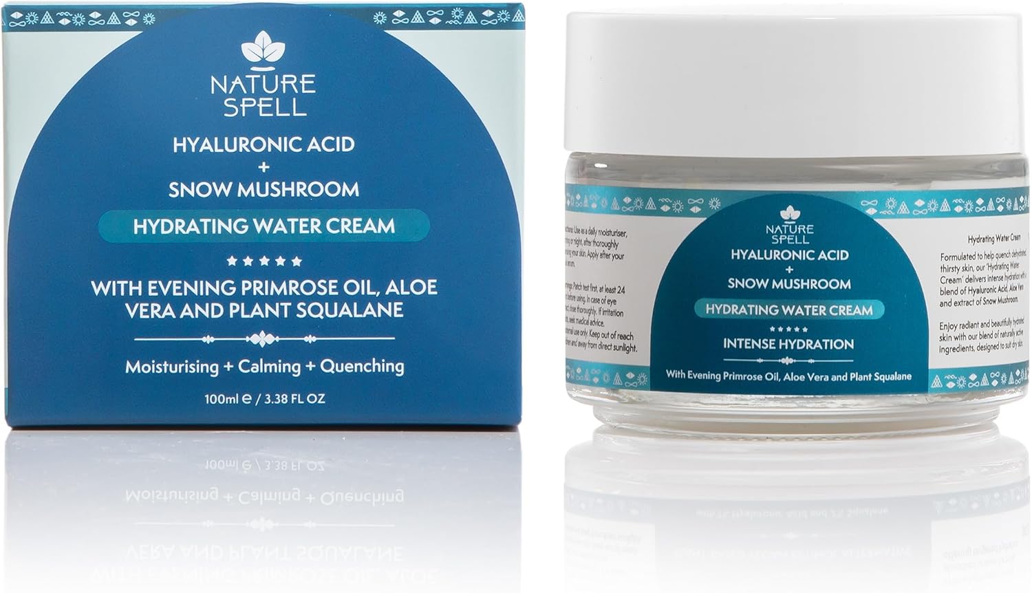Nature Spell Water Face Cream, Hydrates & Plumps Skin, Infused with Hyaluronic Acid & Snow Mushroom, Vegan, 100ml