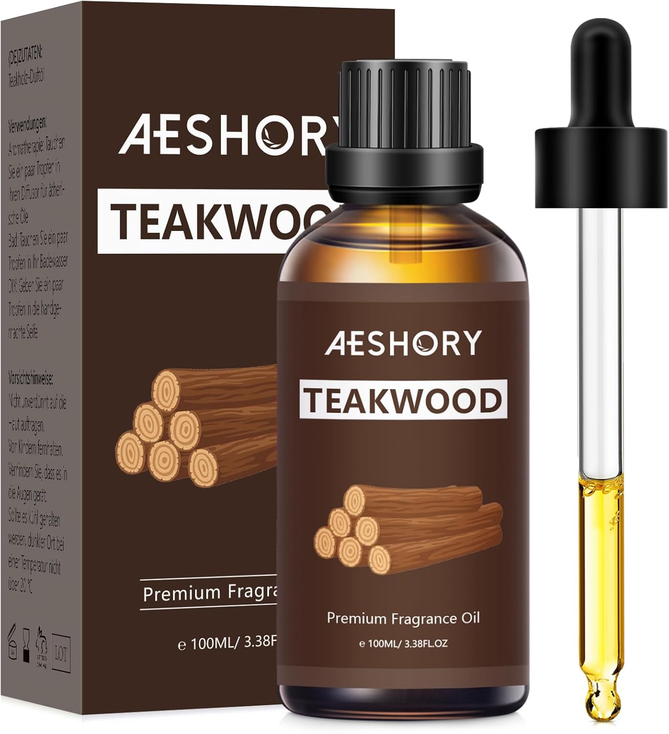 Teakwood Fragrance Oil 3.38FL.OZ - Aromatherapy Essential Oils for Diffusers for Home, Teakwood Scented Oils for Massage, Soap Candle Making Scents - 100ML