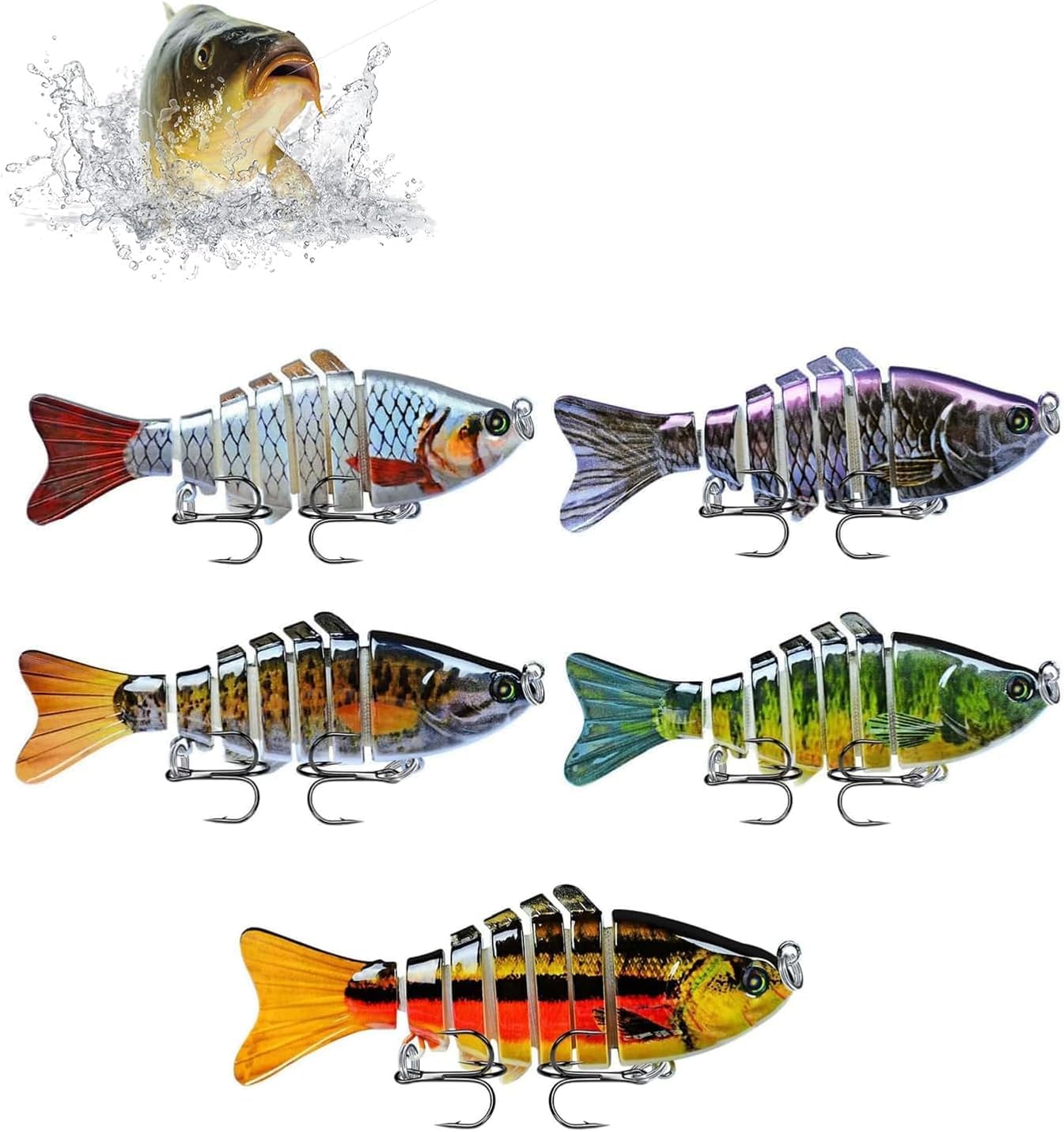 5PCS Bionic-Swimming-Lure-Fishing-Lures,3D Swimming Bait for Freshwater & Saltwater for Beginners, Amateurs and Professionals,Fishing Gear Attracts Fishing Lures
