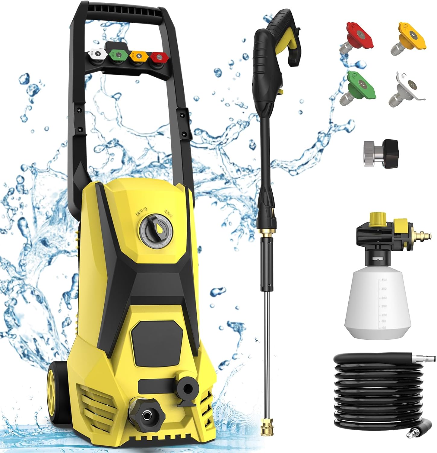 Electric Pressure Washer - 4200PSI Electric Power Washer with 20FT Hose, 35FT Power Cord, 4 Nozzles, High Pressure Washer for Cars, Fences, Patios, Driveways