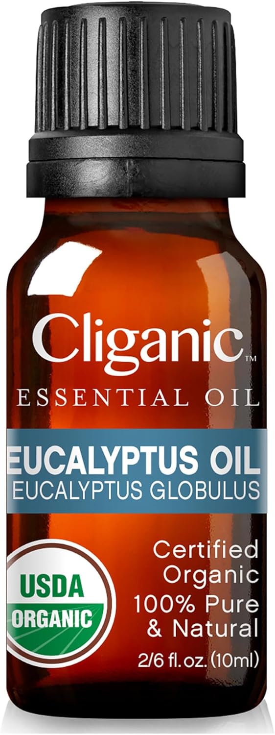 Cliganic USDA Organic Eucalyptus Essential Oil, 100% Pure | Natural Aromatherapy Oil for Diffuser Steam Distilled | Non-GMO Verified