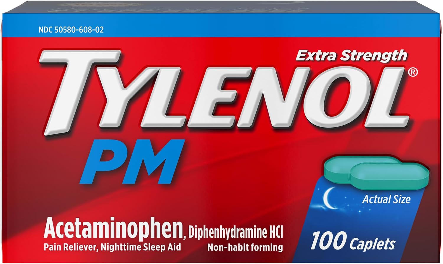 Tylenol PM Extra Strength Caplets, 500 mg Acetaminophen, 100 ct