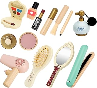 HEELWIRE Wooden Makeup Toy Set for Kids, Girls Imaginative Pretend Beauty Makeup Set Toys, Great Toys for Girls Ages 3+.
