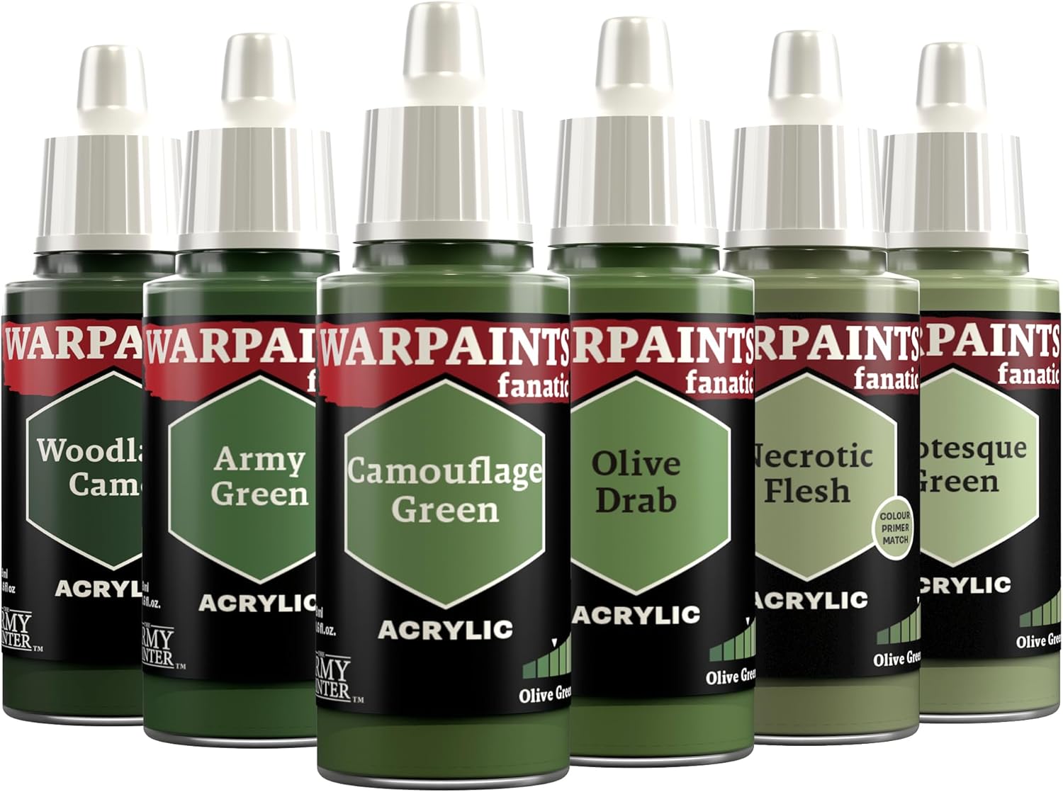 The Army Painter, Warpaints Fanatic Flexible Triad: Olive Greens, 6 x 18 ml acrylic paints - Miniature quality hobby paint for Dungeons and Dragons (DnD) & Warhammer Miniatures