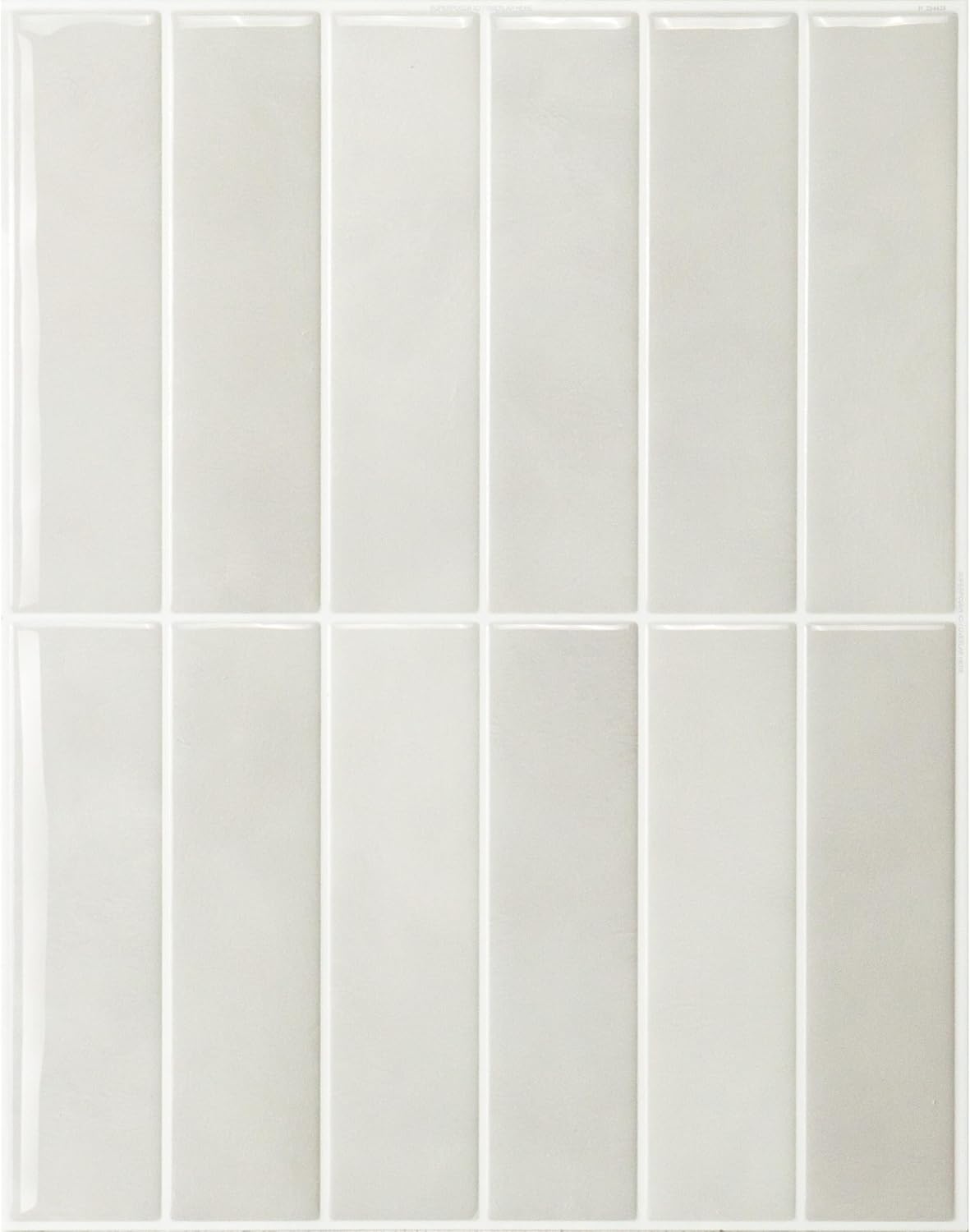 Smart Tiles Peel and Stick backsplash, Stacked White & Grey, 11.43"x9" | Pack of 5 (3.5 sq ft), Glossy, Heat/Moisture Resistant, Low VOC, Kitchen/Bathroom, Renter Friendly, Made in Canada