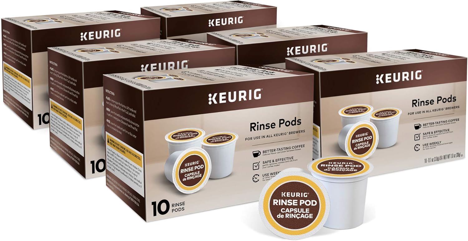 Keurig Rinse Pods, Reduces Flavor Carry Over, Compatible with Keurig Classic/1.0 & 2.0 K-Cup Pod Coffee Makers, 10 Count (Pack of 6)