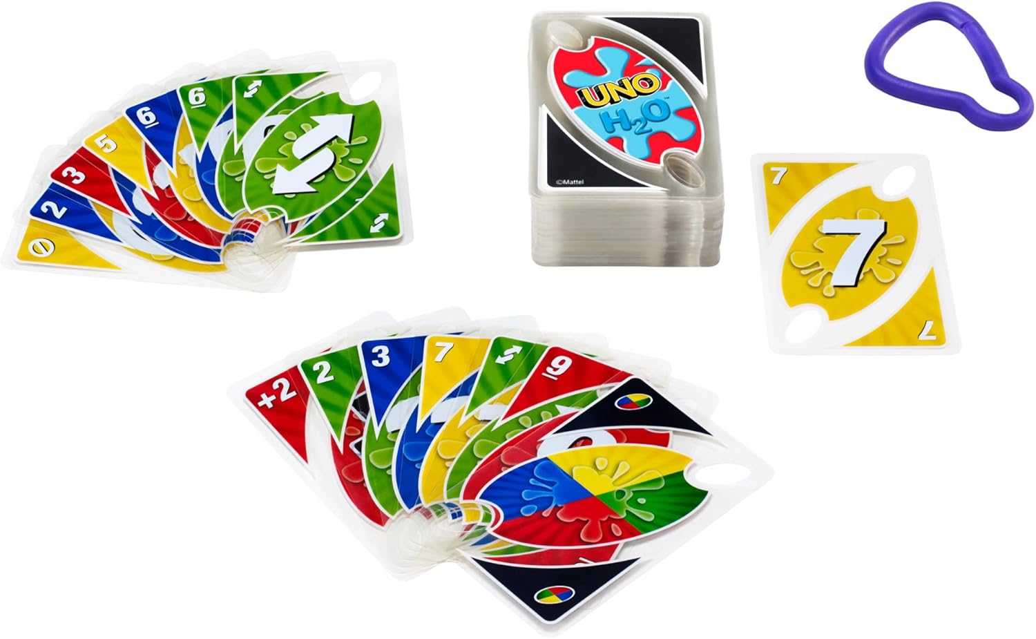 Mattel Games UNO H20 to GO, water resistant cards game, to take to the beach and to snow holidays, extra durable 108 cards, ages +7, P1703