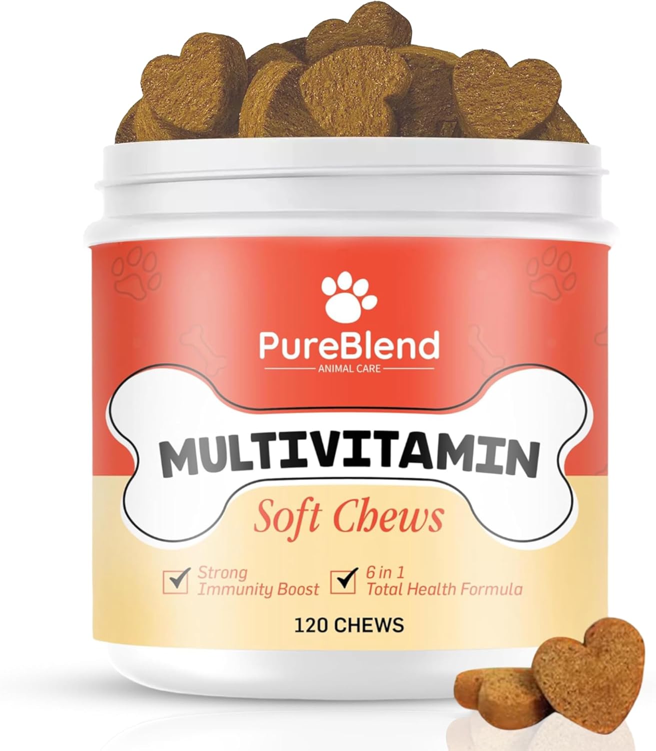 PureBlend Multivitamin Soft Chews for Dogs – All-in-One Health Support with Joint Care, Dog Probiotics For Gut Health, Skin & Coat Wellness, Immunity Boost, and Essential Natural Vitamins for Dogs