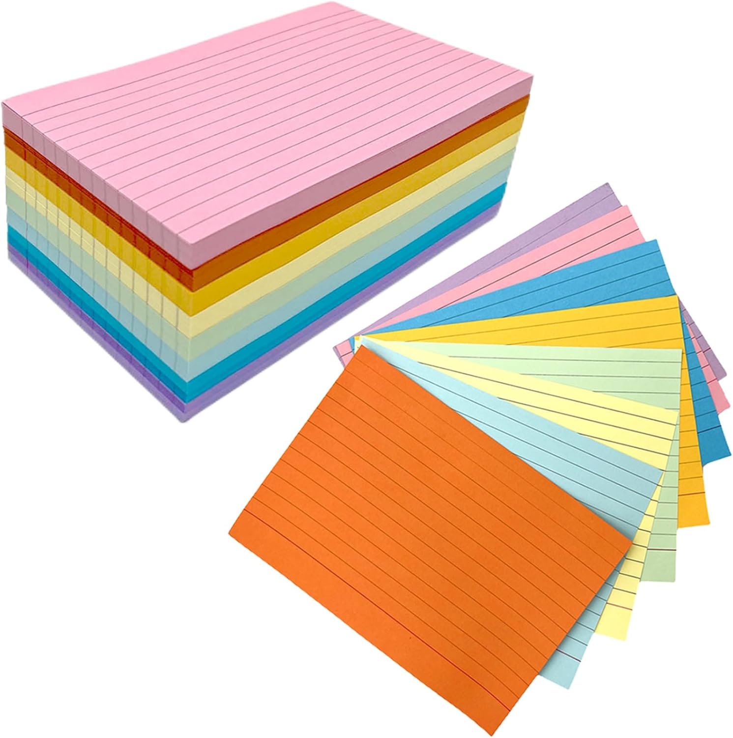 A6 Flash Cards Paper 400Pcs Revision Cards Paper Assorted Colours 14.8 * 10.5cm Index Crads Record Cards Ruled Flashcards for Office Working School Learning