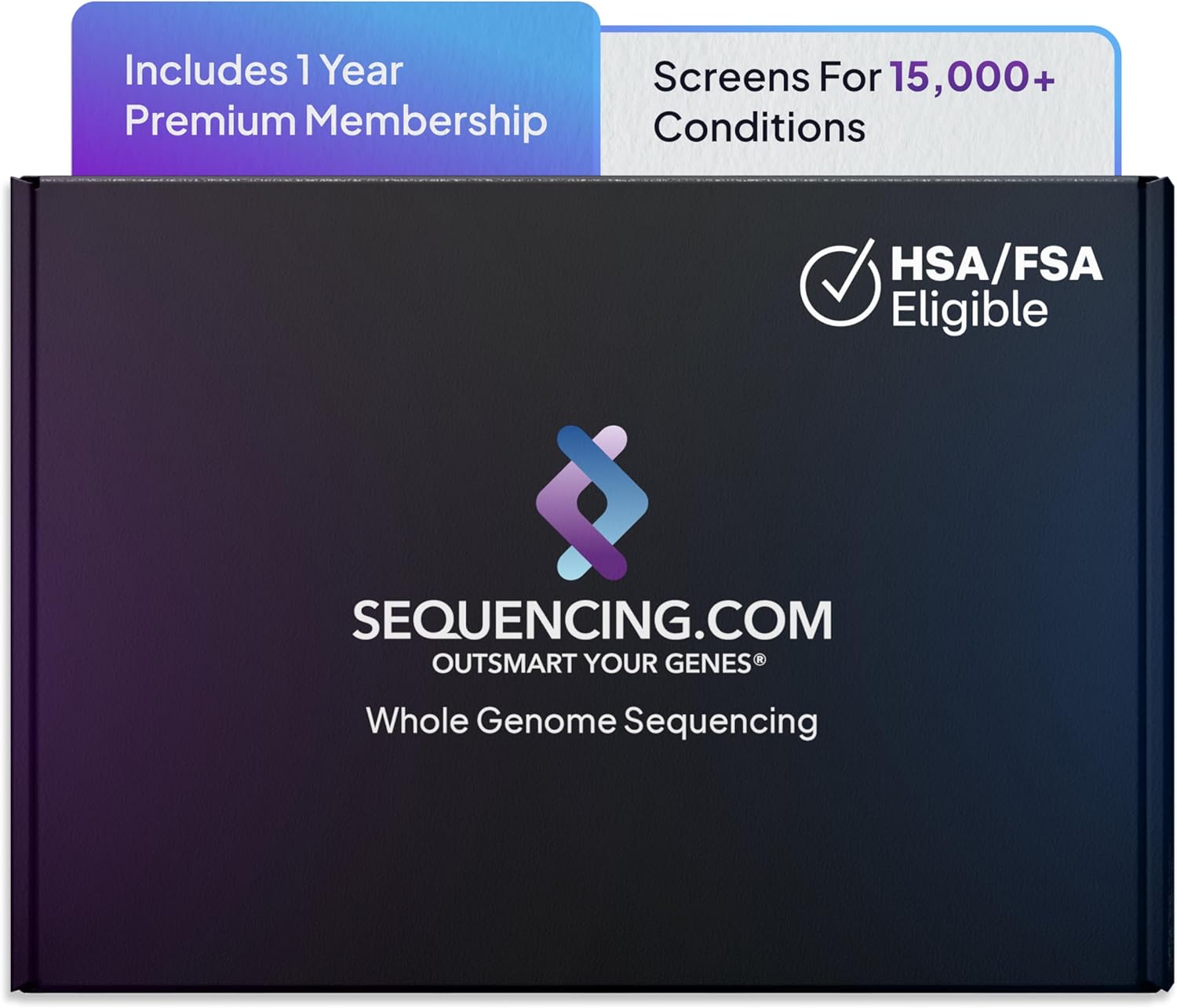 Sequencing Complete Genome Bundle | HSA & FSA Eligible | WGS Genetic Testing Kit | All-in-One DNA Test | Personalized Health, Disease Screening, Carrier Status,