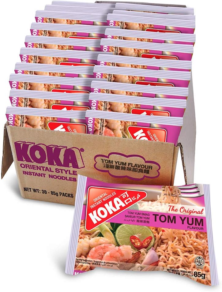 Koka Oriental Instant Noodles The Original Tom Yum Flavour (Pack of 85G X 30Pcs)