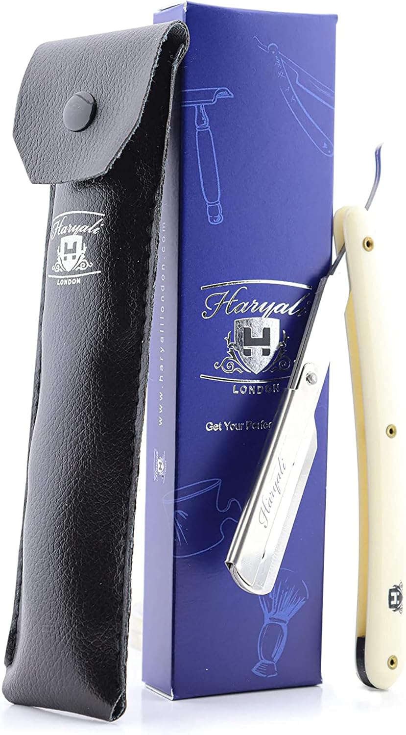 Haryali London Mens Professional Barber Single Edge Cut Throat Razor Beard and Mustache Manual Shaving Straight Razor for Perfect Shave