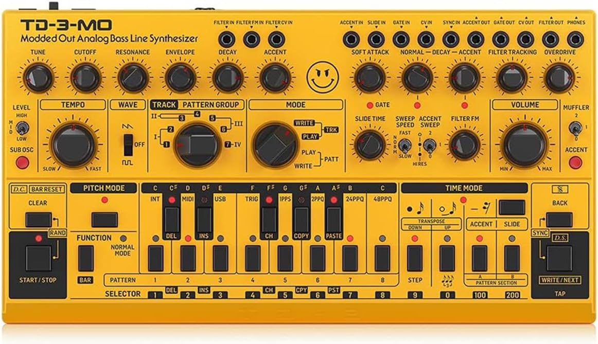 Behringer TD-3-MO-AM “Modded Out” Analog Bass Line Synthesizer with VCO, MIDI-Controllable VCF and Sub-Harmonics Oscillator, Compatible with PC and Mac