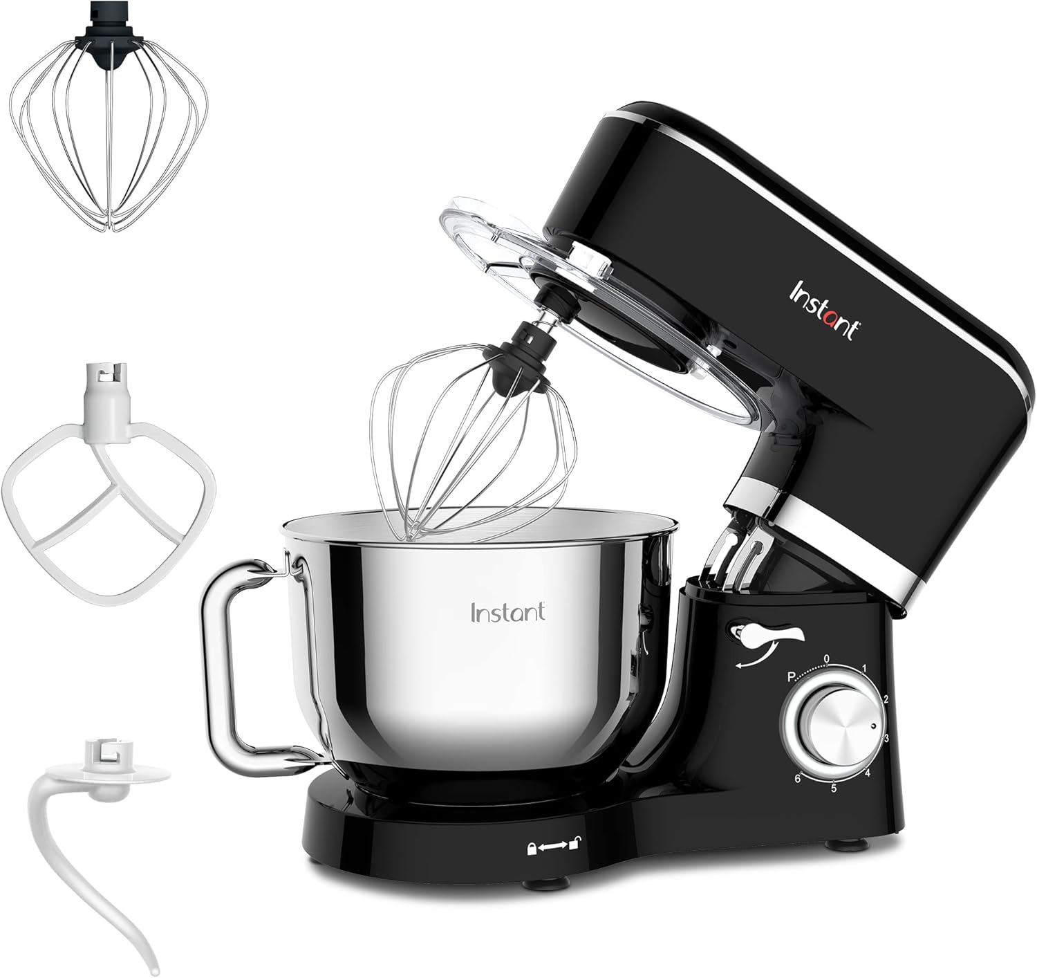 Instant Pot 6-Speed 6.3-Qt Stand Mixer with Stainless Steel Bowl, Base Black
