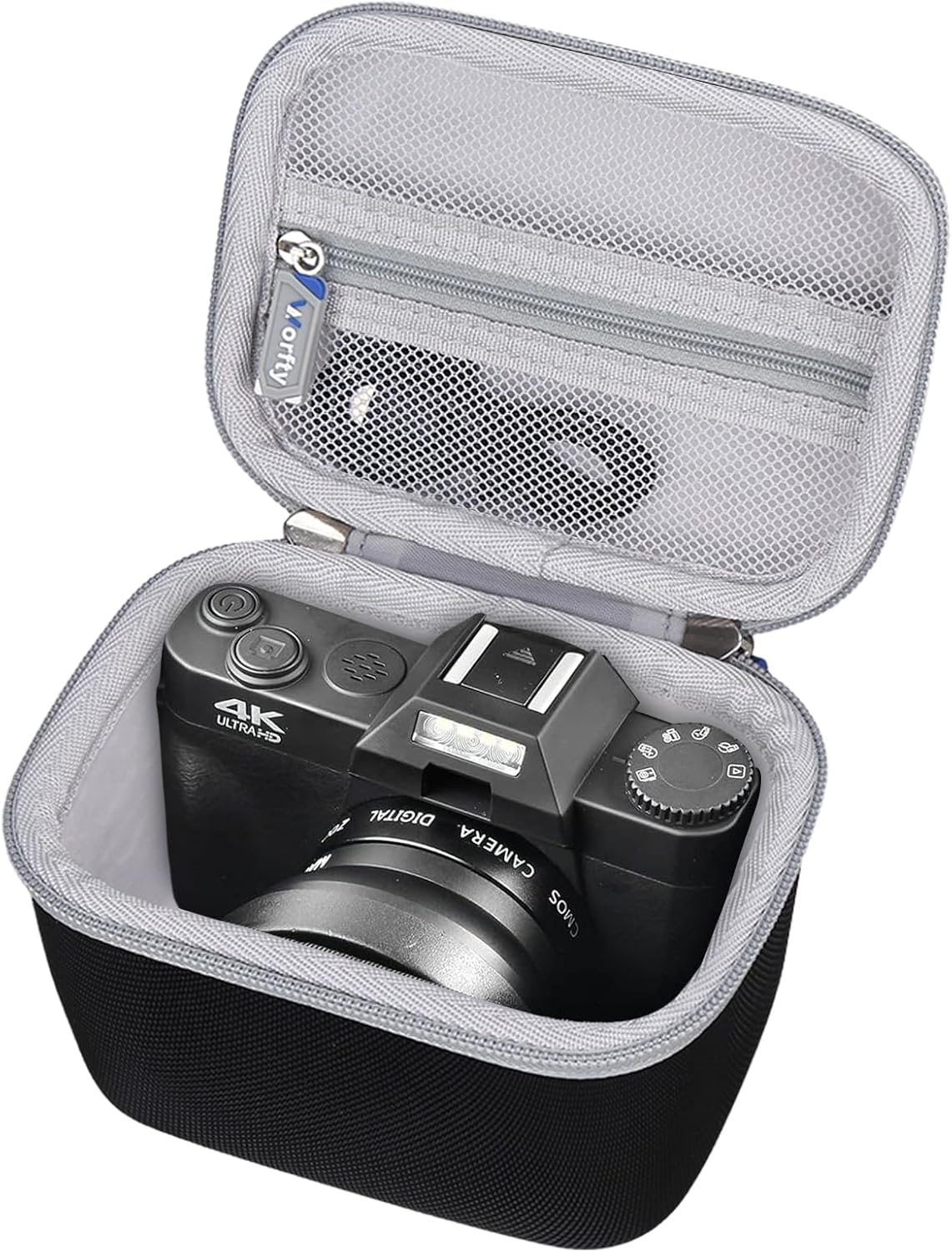 Camera Case for Duluvulu/TEBNGIHNM/zheozeig/Oiadek 4K Digital Cameras Photography 2024 Vlogging Youtube Vlog Camera Carrying Storage Holder for SD Cards Batteries Accessories(Case Only) (Black)