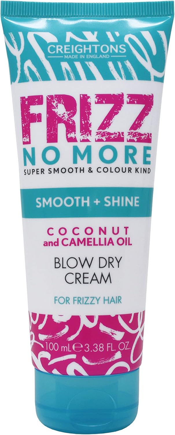 Creightons Frizz No More Smooth & Shine Blow Dry Cream (100ml) - Conditioning Formula which Reduces Frizz Leaving Hair Silky Soft & Smooth & Adds Glossy Shine. Colour Kind Formula, Clear White