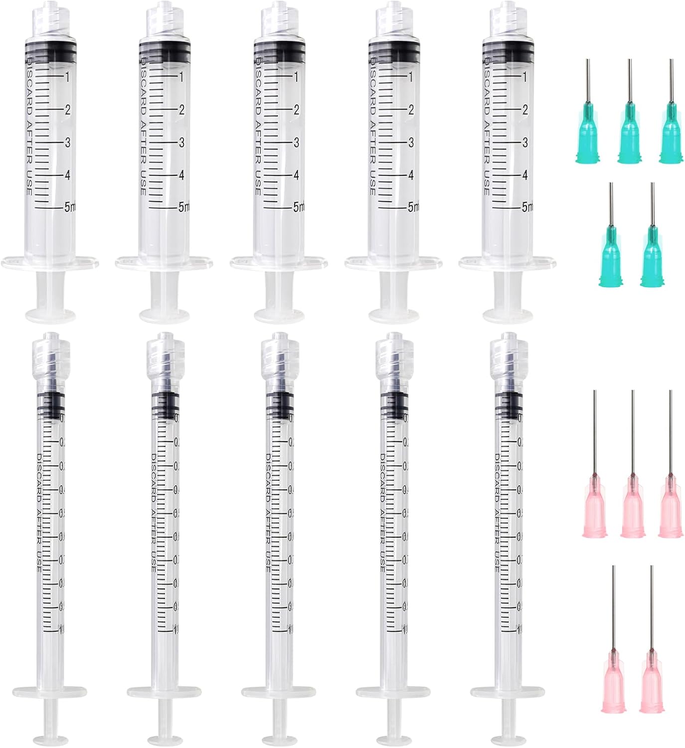 10PCS Syringe 1ml 5ml, Plastic Syringe, Reusable Fodder Syringes, Ink Filling Syringes for Lab, Glue, Industrial, Scientific Labs