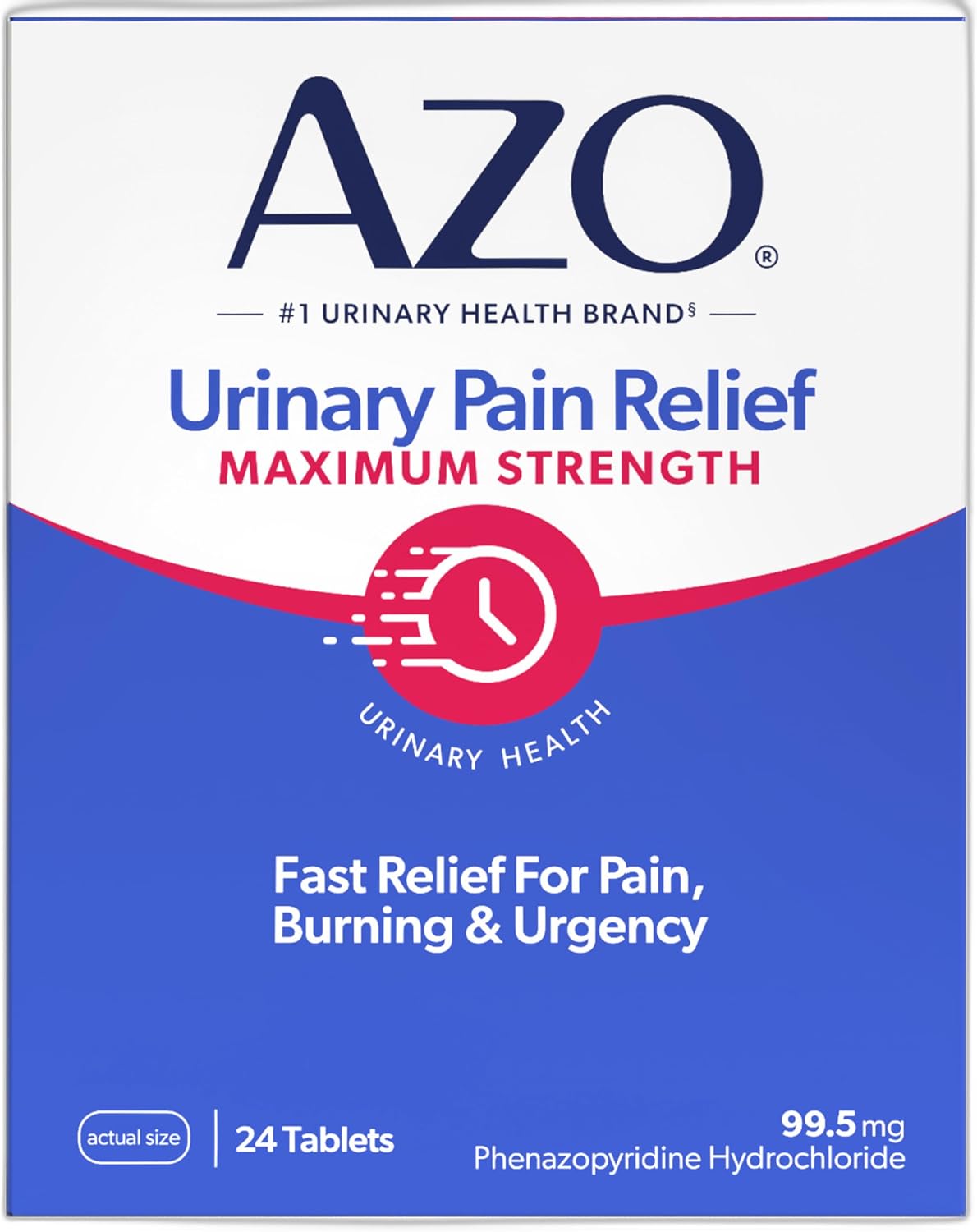 AZO Urinary Pain Relief Maximum Strength, Fast relief of UTI Pain, Burning & Urgency, Targets Source of Pain, #1 Most Trusted Brand, 24 Tablets