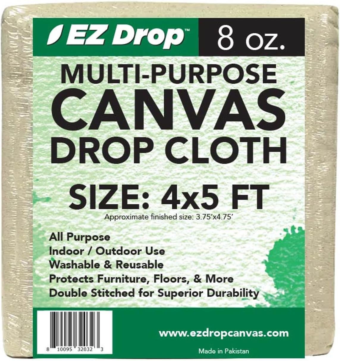EZ Drop Painter's Canvas Fabric Drop Cloth for Painting (4 ft. x 5 ft.)