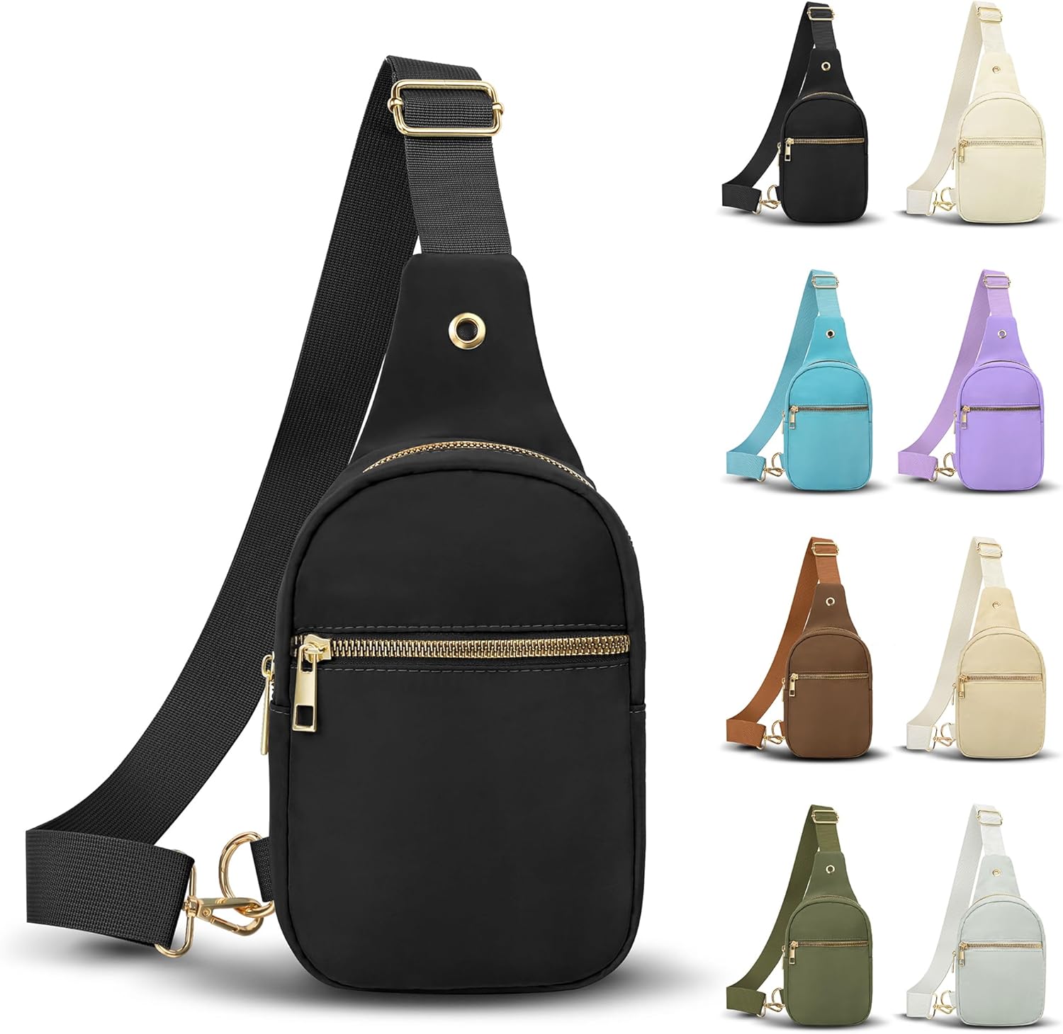 VOROLO Large Sling Bag,Crossbody Bags For Women and Men Chest Bag with Ajustable Strap Trendy Sling Cross body Bag Black
