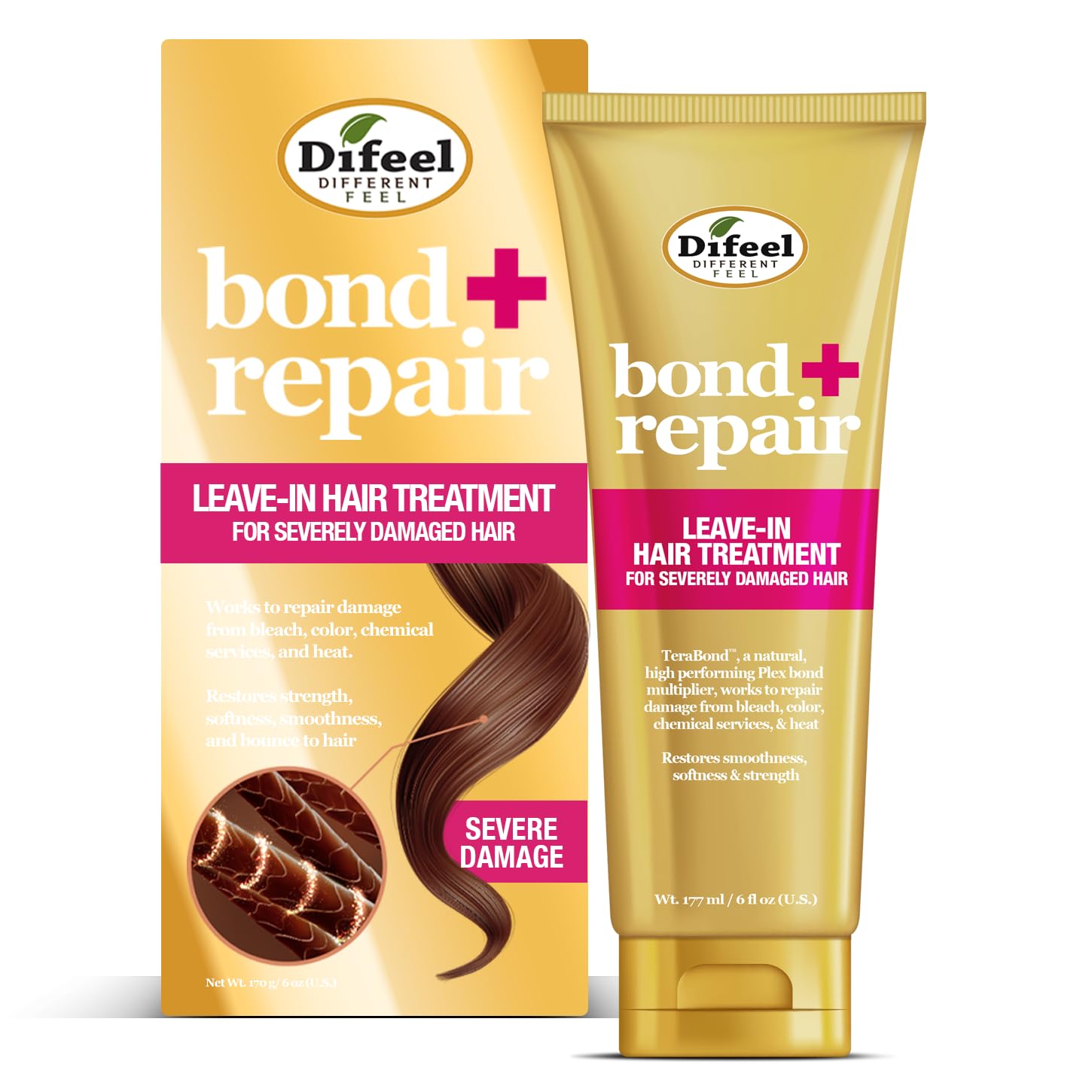 Difeel Bond & Repair Leave in Hair Treatment for Severely Damaged Hair 6 oz. - Deep Bond Hair Treatment, Bond Rebuilder for Hair Repair