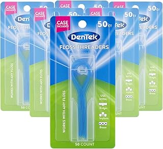 DenTek Floss Threaders | For Braces, Bridges, and Implants | 50 Count (Pack of 6)