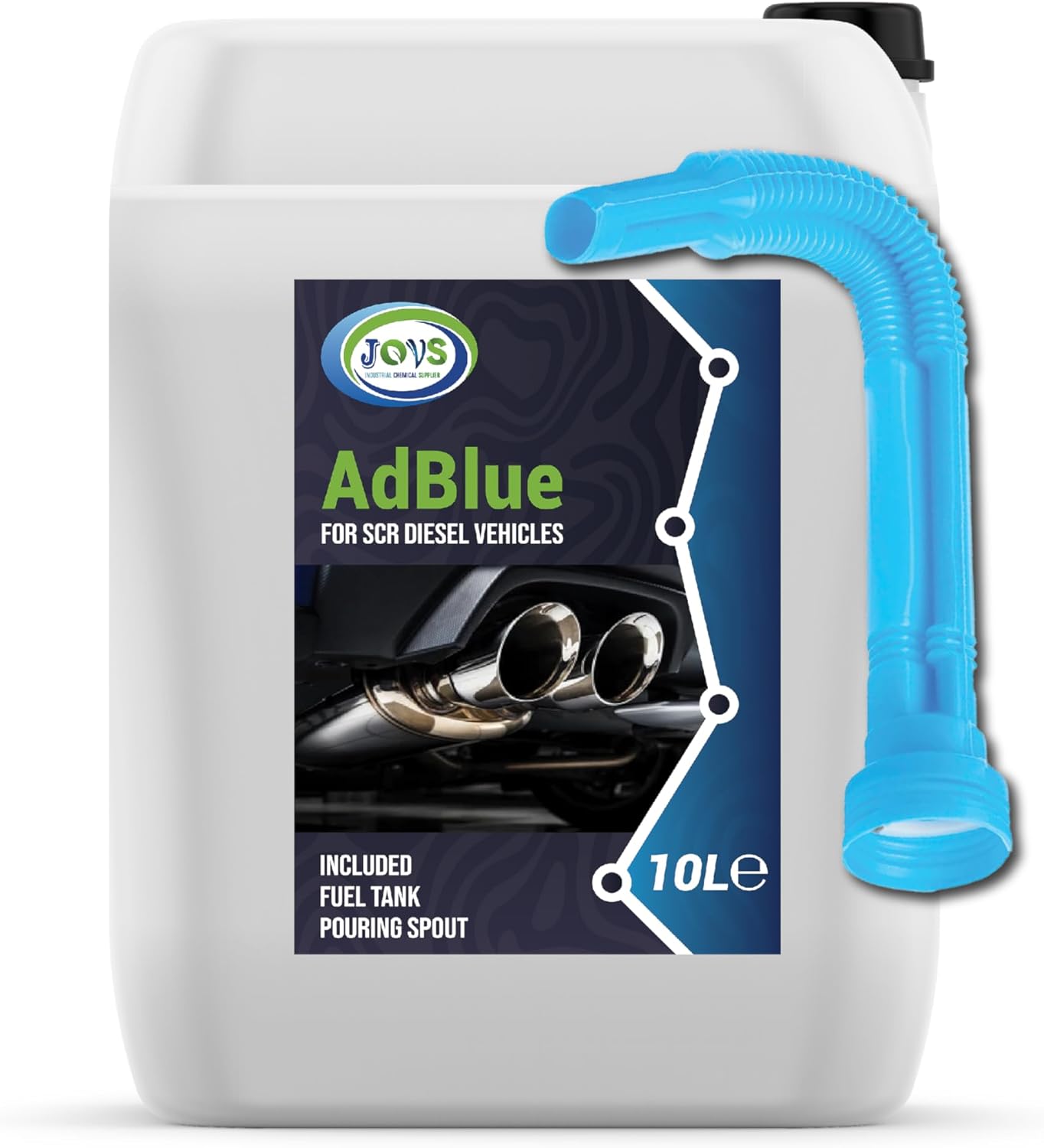 JOVS AdBlue 10 Liters with Spout – Diesel Exhaust Fluid Additive for SCR-Equipped Vehicles - Crystal Clean Diesel Treatment Fluid, ISO 22241 Compliant, Injected into Engine Exhaust Gases – DEF