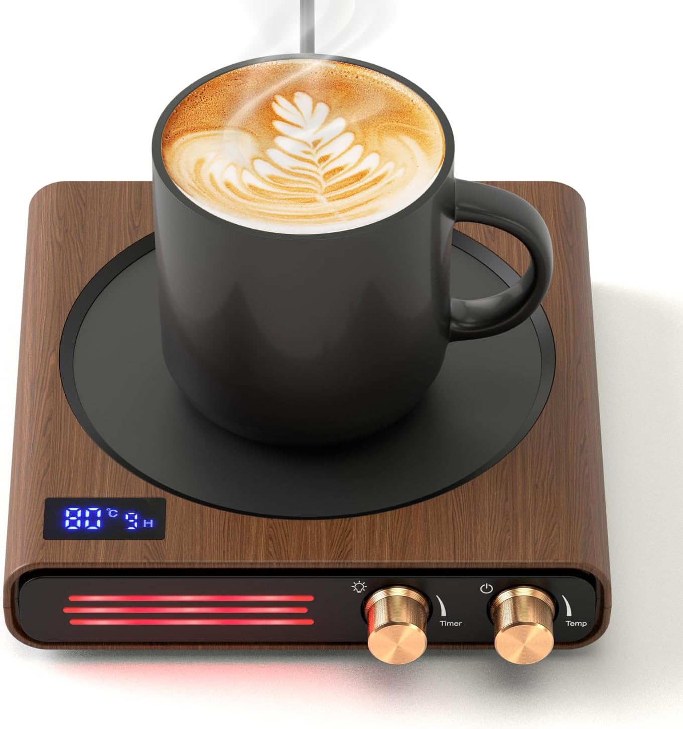 CEROBEAR Mug Warmer, 50W Electric Coffee Mug Warmer for Desk Office, Cup Warmer with 9 Tempreture Settings, 1-9H Timing, 4H Auto Shut Off, Smart Beverage Warmer for Coffee, Cocoa, Tea, Milk