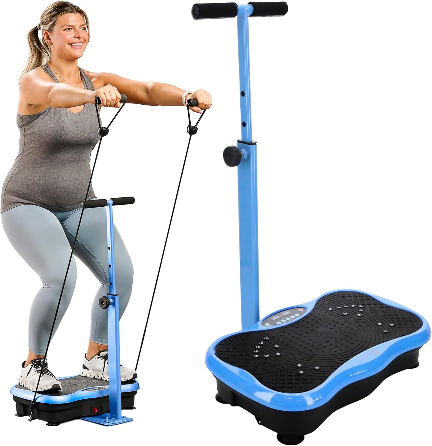 Lifepro TrimLite Vibration Plate Exercise Machine with Handlebars – Whole Body Vibration Platform for Lymphatic Drainage & Weight Loss – 99 Speed Levels, Bluetooth Speaker, Resistance Bands & Remote
