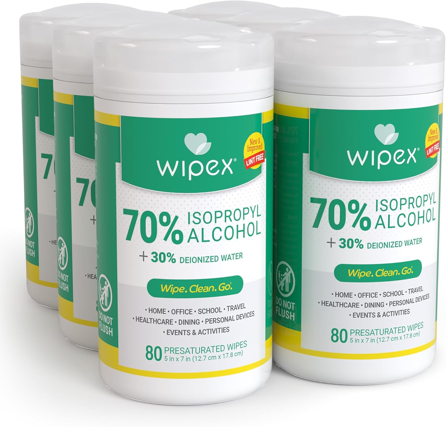 Wipex Alcohol Wipes for Electronics - Tech Wipes with 70% Isopropyl Alcohol - Equipment Cleaning for Computers, iPhones and Household Items, New Lint Free Computer Screen Wipes, 80 Count (Pack of 6)