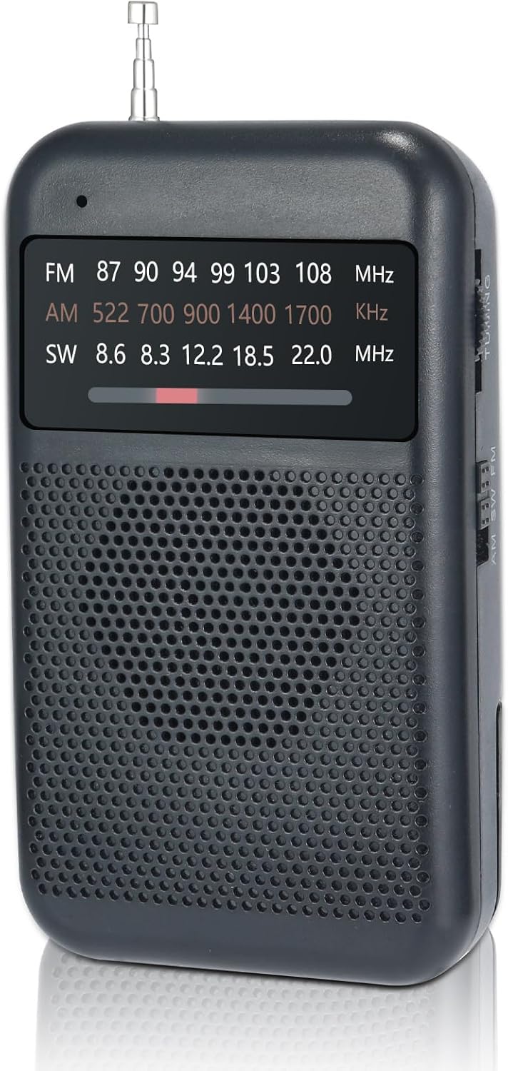 Portable Radio Small, AM/FM/SW Battery Radio Pocket with Excellent Reception and Headphone Jack, Mini Compact Walkman for Outdoor, Indoor & Emergencies
