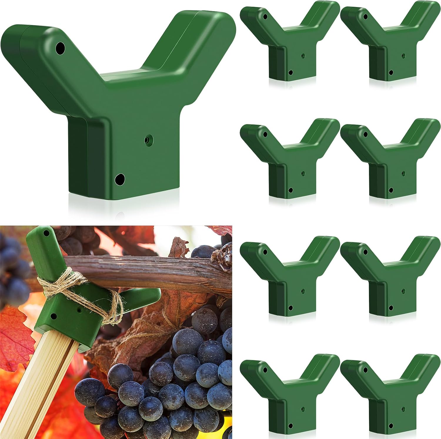 Yungyan 8 Pcs Tree Support, Plastic Fruit Tree Branch Support Device Tree Brace Prevent Them from Breaking for Vineyards Ornamental Gardens Orchards Fits on Standard 1.57 x 1.57 Inch Lumber (Green)
