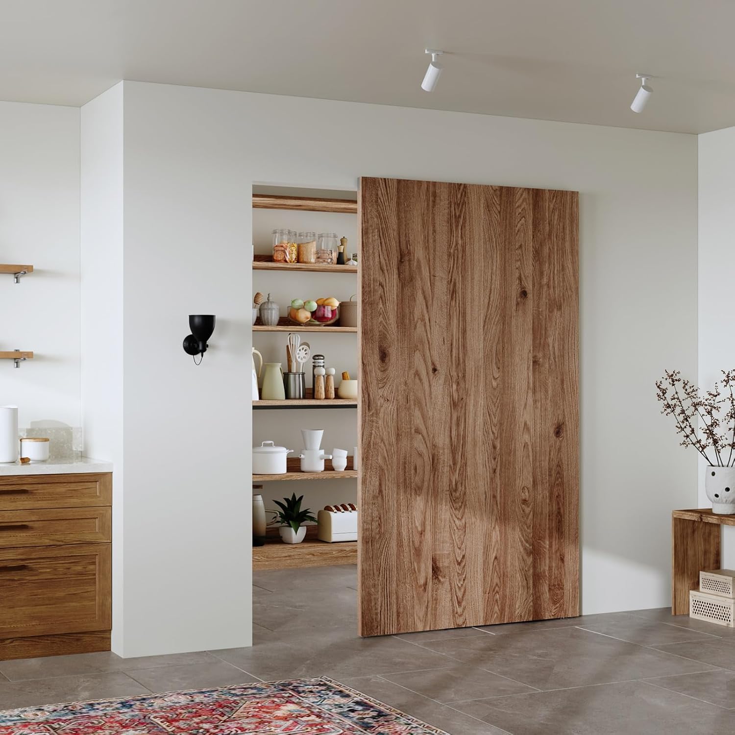 48" Concealed Sliding Barn Door Hardware Kit with Soft Close Mechanism for 40in Passage Opening, Hidden Sliding Door Hardware, Wall Mount for Interior Wooden Door (NO Door)