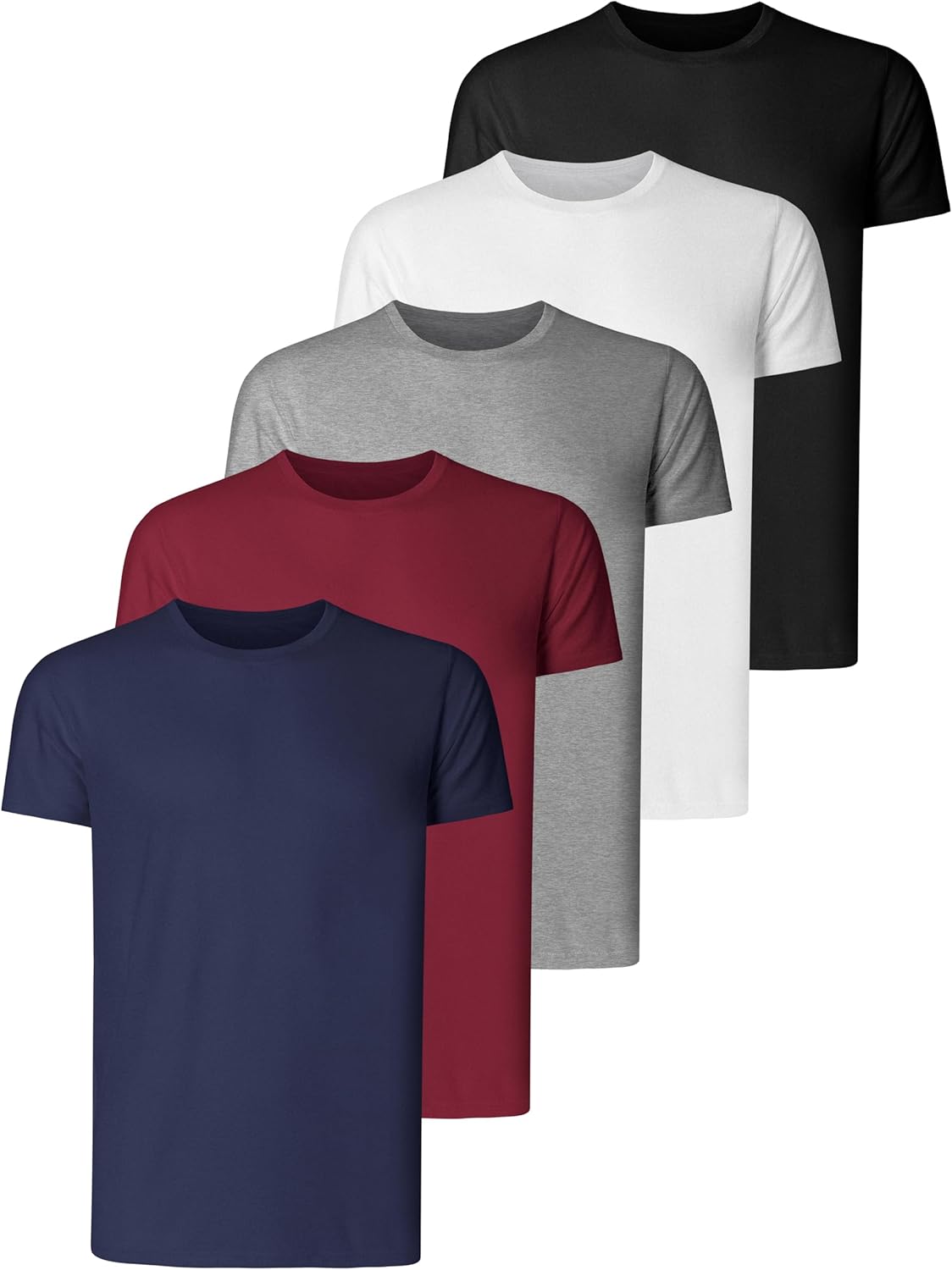 Teesmen Men‘s T-Shirts 5 Pack Short Sleeve Crew Neck UK Plain Cotton