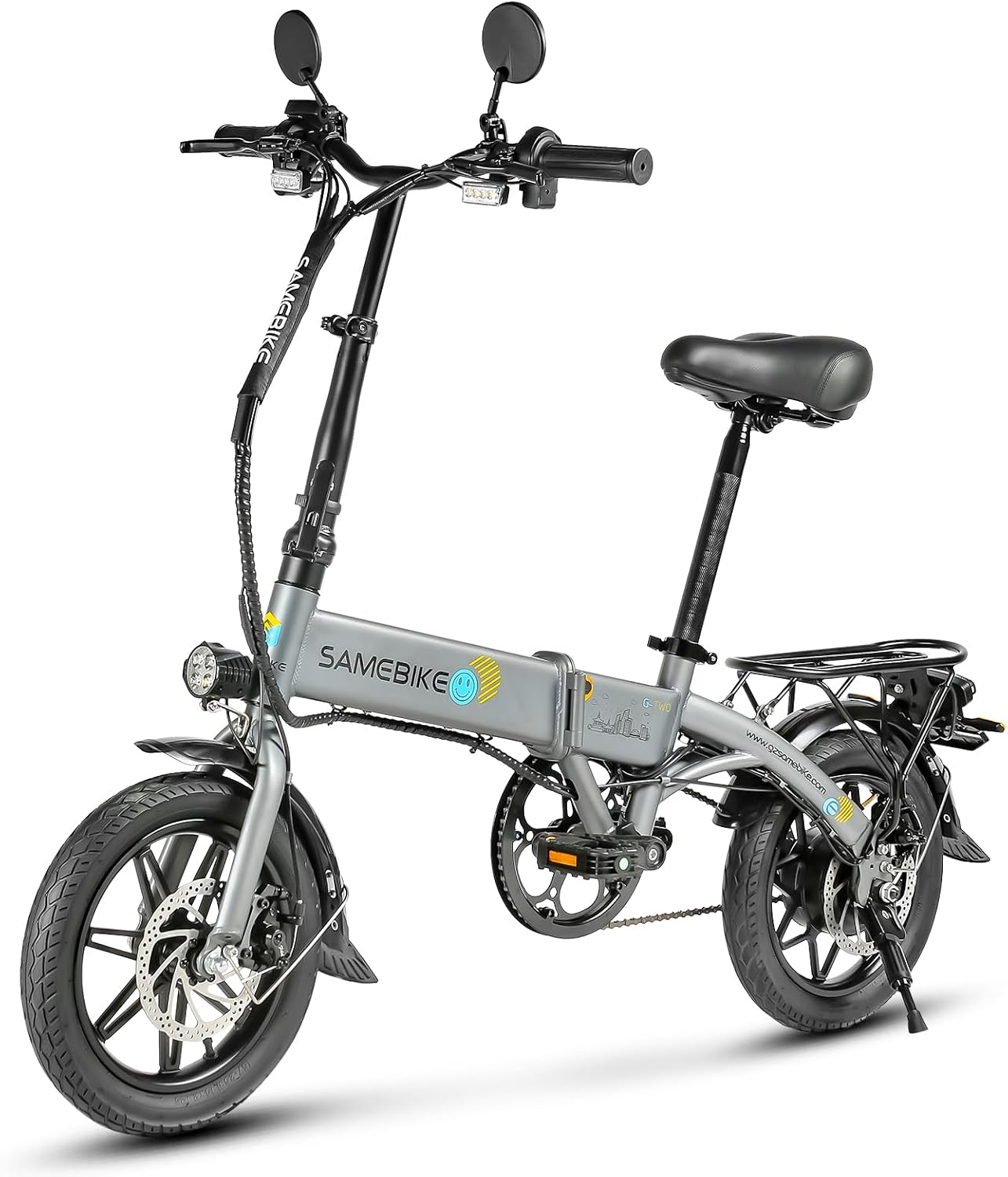 SAMEBIKE 14" YINYU14 Electric Bike, 7.8AH Removable Battery 60KM Range(PAS) &15.5MPH Top Speed, 36V250W Motor Folding E-Bike,Commuter Electric Bicycle for Adults