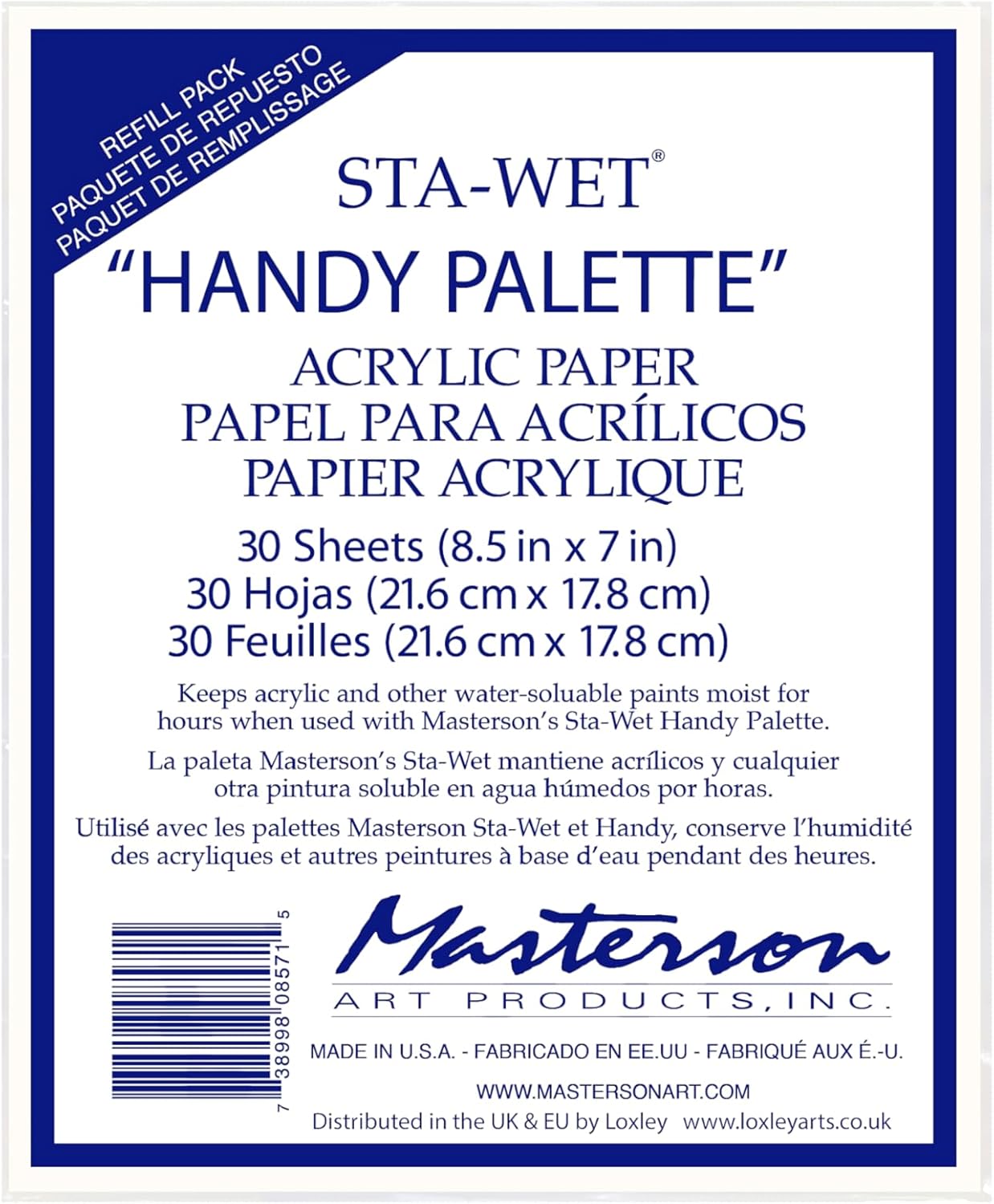 Masterson Sta-Wet Handy Palette Acrylic Paper Refill 30 Sheets