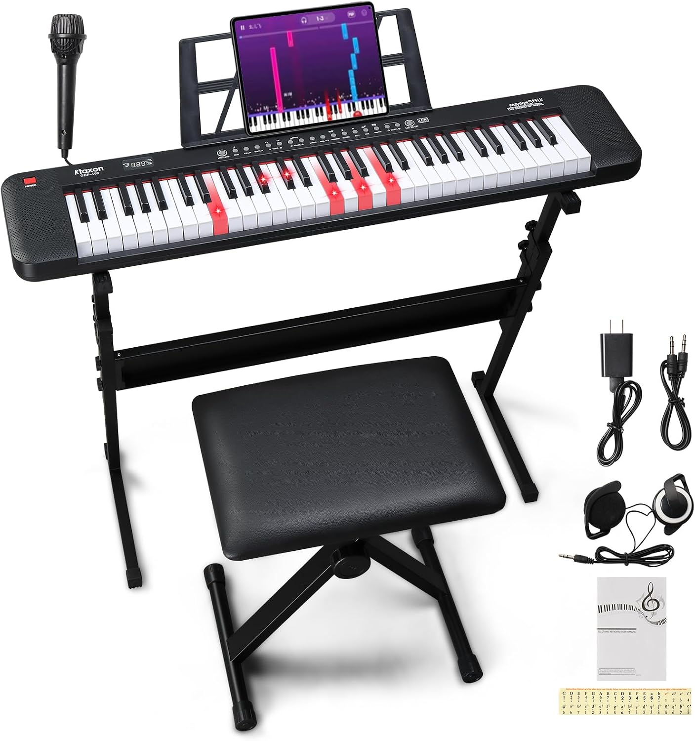 Ktaxon 61 Key Keyboard Piano Electric Keyboard with Lighted Keys