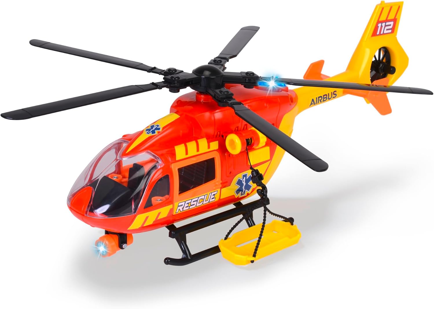 Dickie Toys - RESCUE HELICOPTER AIRBUS H145 (36 cm) - Toy Helicopter with Wind-Up Propeller, Light, Sound & Accessories - Children's Toy from 3 Years