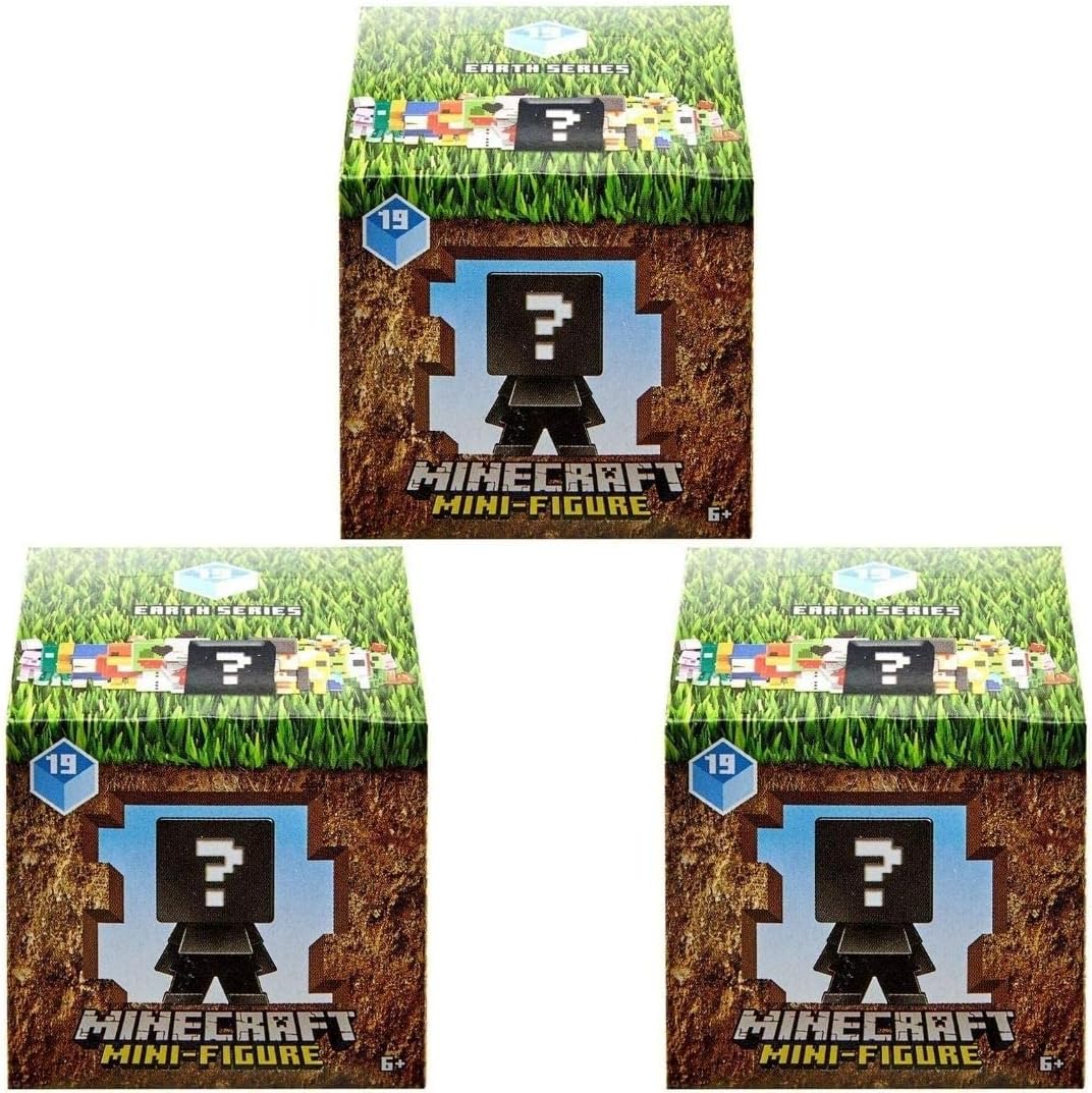 Minecraft Earth Series 19 Mini Figure Mystery Pack – Bundle of 3 Blind Boxes | Surprise Mini Collectibles | Ages 6+