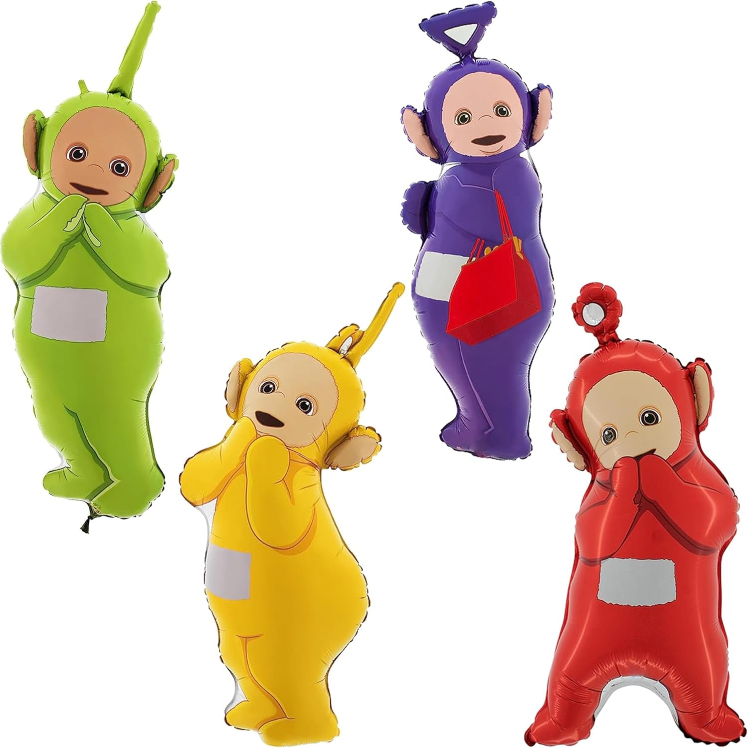 Toyland® Pack of 4-32 Inch Teletubbies Shaped Foil Balloons - Tinky Winky, Dipsy, Lala & Po - Children's Party Decorations