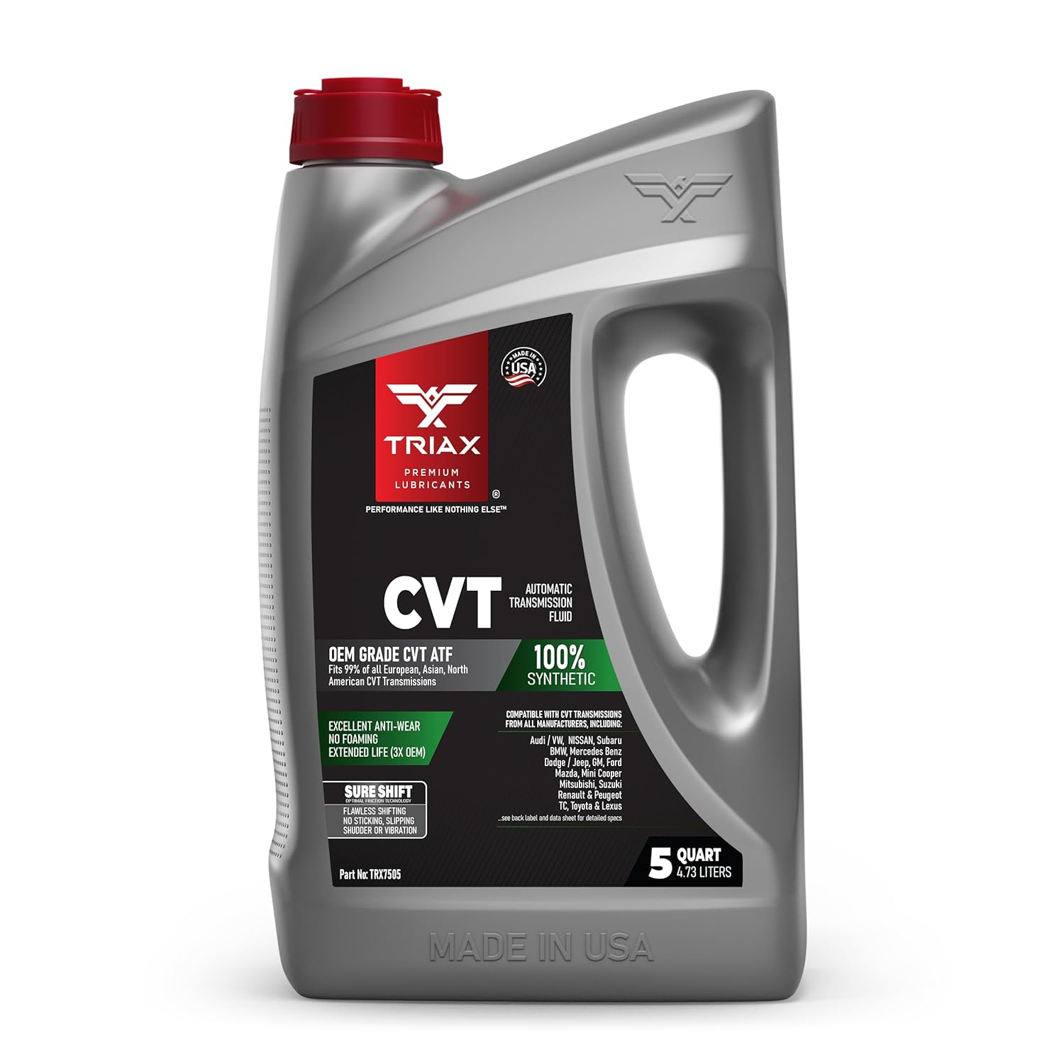 TRIAX CVT ATF OEM Grade Universal Non-Slip CVT Transmission Fluid; Surpasses All OEM Specs (5 Quart Jug)