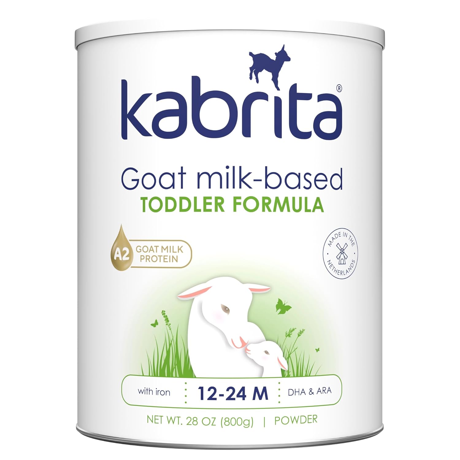 Kabrita Goat Milk Toddler Formula - Easy to Digest Baby Formula 12-24 Months - Contains Vitamin C, D, Iron, DHA, Non-GMO - Gentle on Sensitive Tummies - Formula Supporting Gut Health & Sleep - 28Oz.