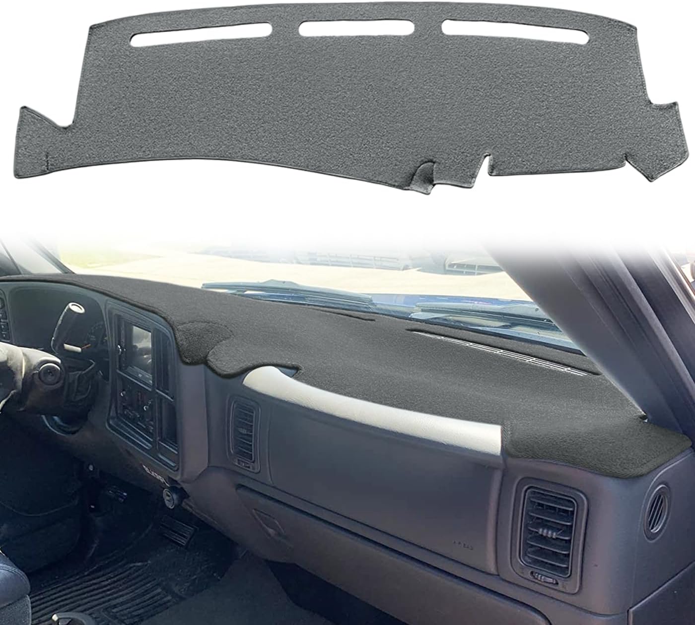 Dash Cover Mat Pad Custom Fit for 1999-2006 GMC Sierra/Chevy Chevrolet Silverado,2000-2006 GMC Yukon XL/Chevy Suburban Tahoe Avalanche,Dashboard Cover Carpet (99-06 Dark Gray) Y55