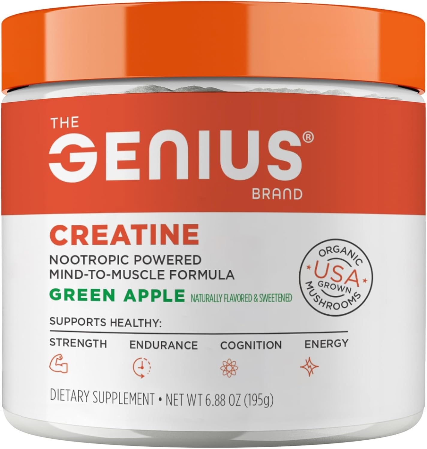 Genius Creatine Powder, Sour Apple, 25 Servings | Ultra-Pure Creatine Monohydrate with Beta-Alanine and Nootropics for Strength, Muscle and Performance Support