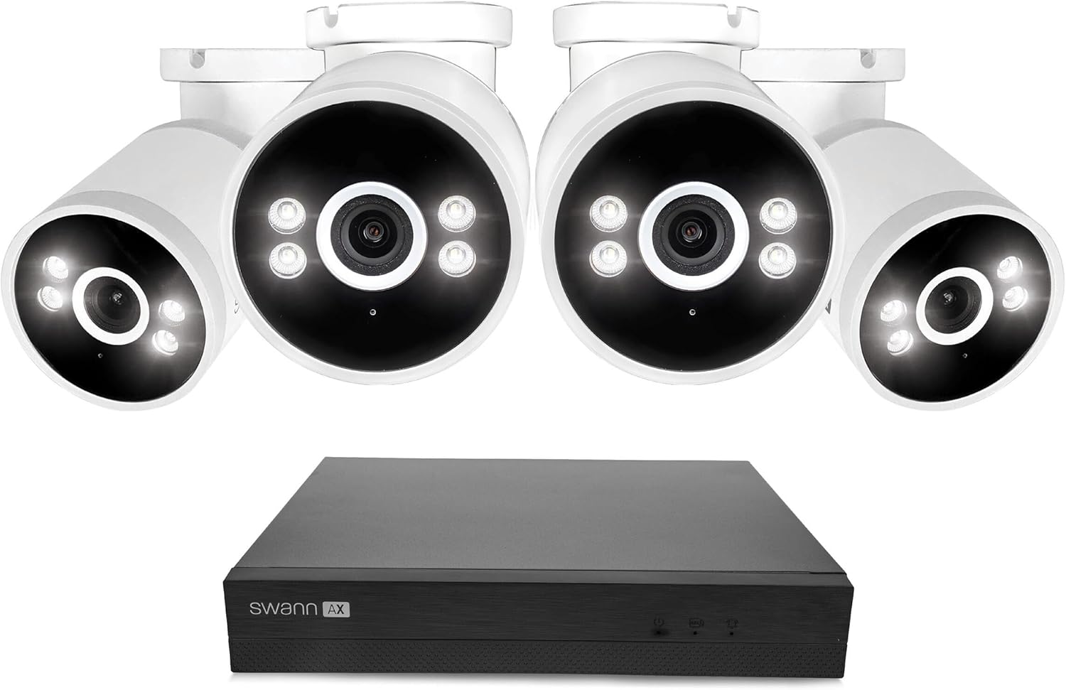 Swann AdvancedX Wired NVR 4K Security Camera System, 8 Channels, 4 PoE Cameras Outdoor, 1TB HDD Storage, Color Night Vision, Smart AI Video Analytics/Alerts, Advanced Motion Detection, 24/7 Recording